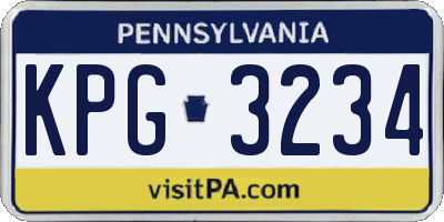 PA license plate KPG3234