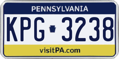 PA license plate KPG3238