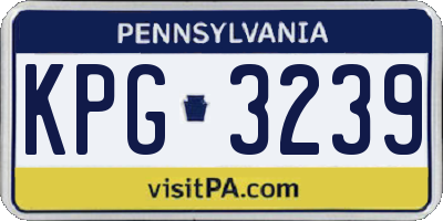 PA license plate KPG3239