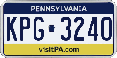 PA license plate KPG3240
