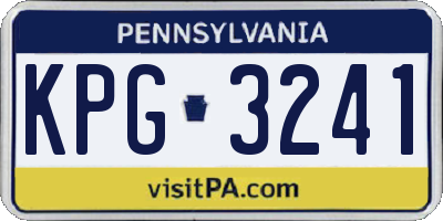 PA license plate KPG3241