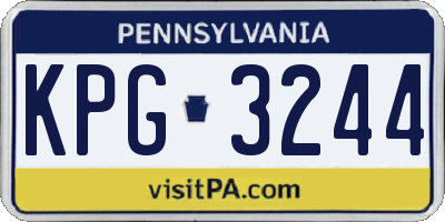 PA license plate KPG3244
