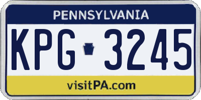 PA license plate KPG3245
