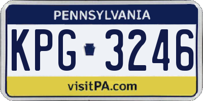 PA license plate KPG3246