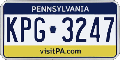 PA license plate KPG3247