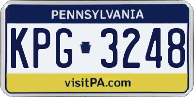 PA license plate KPG3248