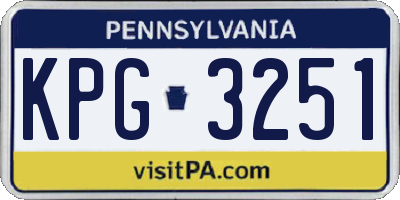 PA license plate KPG3251