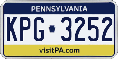 PA license plate KPG3252