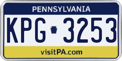 PA license plate KPG3253