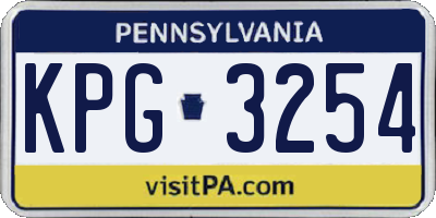 PA license plate KPG3254