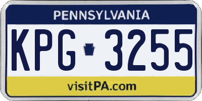 PA license plate KPG3255