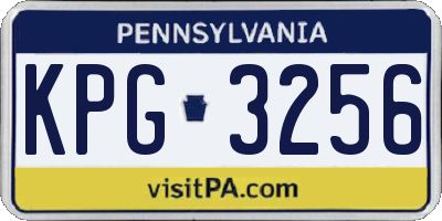 PA license plate KPG3256