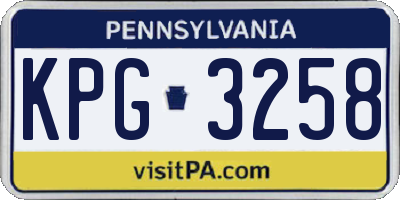 PA license plate KPG3258