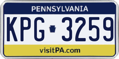 PA license plate KPG3259