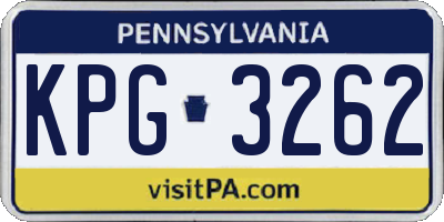 PA license plate KPG3262
