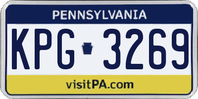 PA license plate KPG3269
