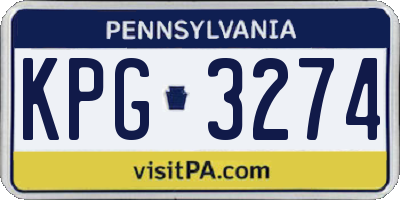 PA license plate KPG3274