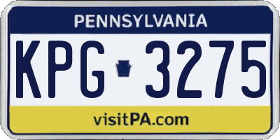 PA license plate KPG3275