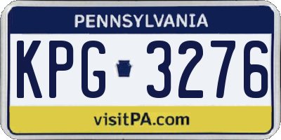PA license plate KPG3276