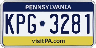 PA license plate KPG3281
