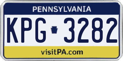 PA license plate KPG3282