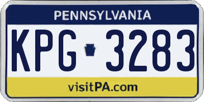 PA license plate KPG3283