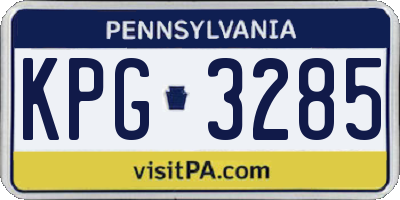 PA license plate KPG3285