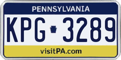 PA license plate KPG3289