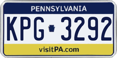 PA license plate KPG3292