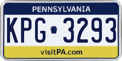 PA license plate KPG3293