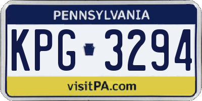 PA license plate KPG3294