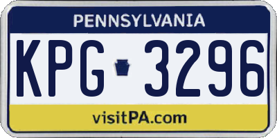 PA license plate KPG3296