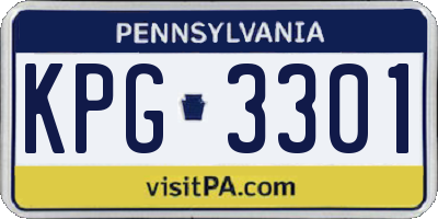 PA license plate KPG3301