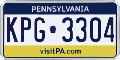 PA license plate KPG3304