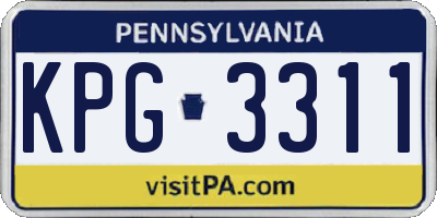 PA license plate KPG3311