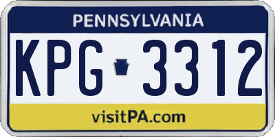 PA license plate KPG3312