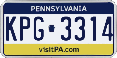 PA license plate KPG3314