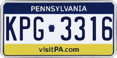 PA license plate KPG3316