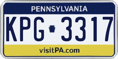 PA license plate KPG3317