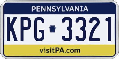 PA license plate KPG3321