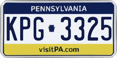 PA license plate KPG3325