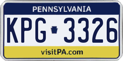 PA license plate KPG3326