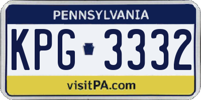 PA license plate KPG3332