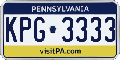 PA license plate KPG3333