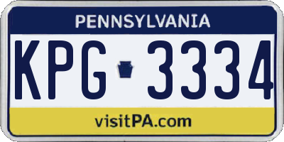 PA license plate KPG3334