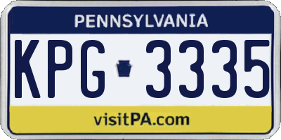 PA license plate KPG3335