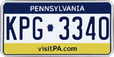 PA license plate KPG3340