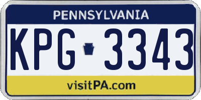 PA license plate KPG3343