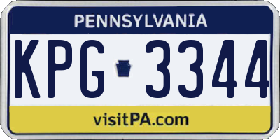 PA license plate KPG3344