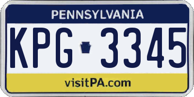 PA license plate KPG3345